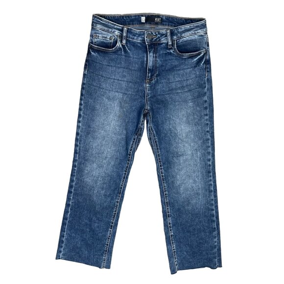 KUT Denim - KUT Kelsey Jeans High Rise Ankle Flare Raw Hem Medium Size 8 Stretch